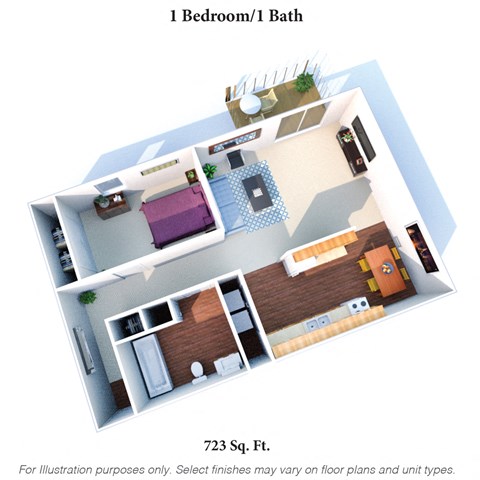 1 Bedroom 1 Bathroom Floor Plan at Concord Woods Apartments, Milford